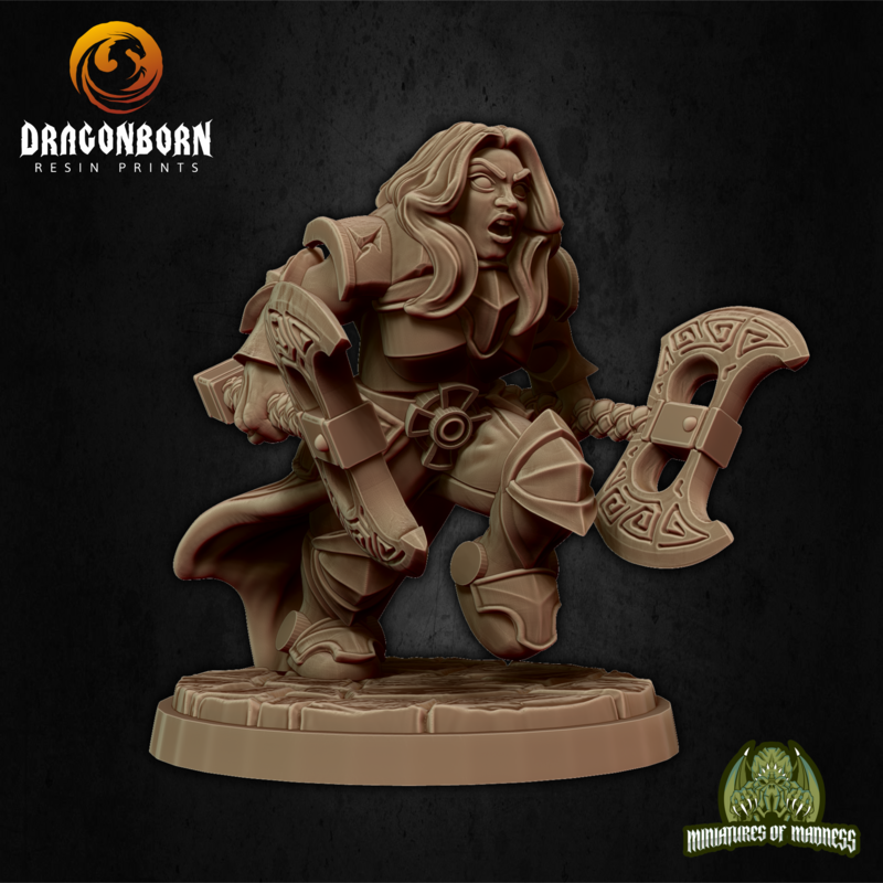 Kinessa The Fury - Dwarf DnD RPG Wargaming Miniatures