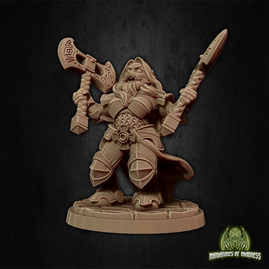Ignes The Assault [Bearded] - Dwarf DnD RPG Wargaming Miniatures