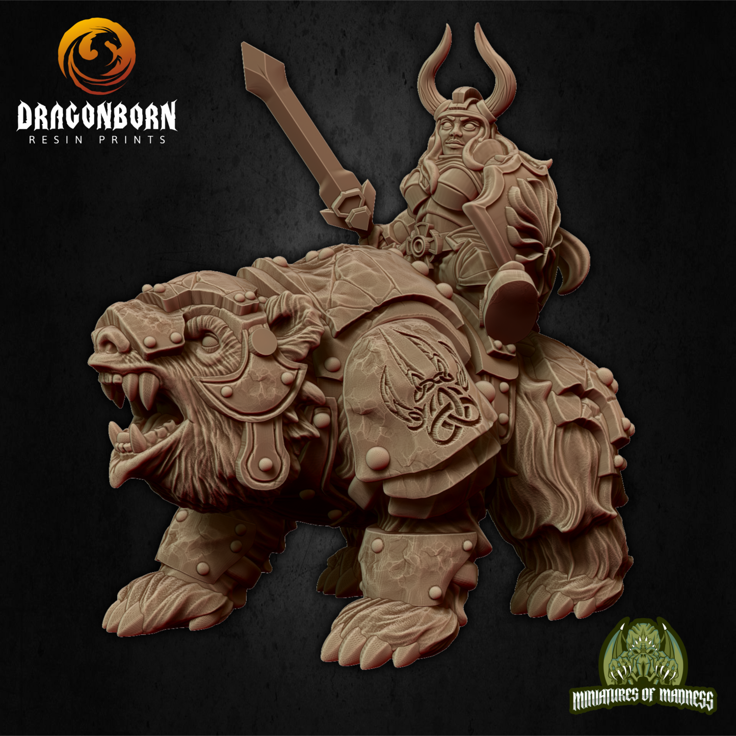 Queen on Warbear - Dwarf DnD RPG Wargaming Miniatures