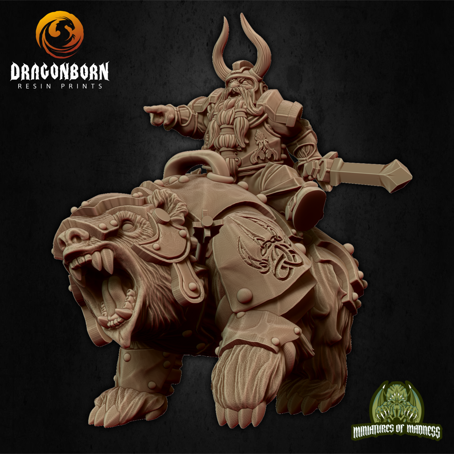 King on Warbear - Dwarf DnD RPG Wargaming Miniatures