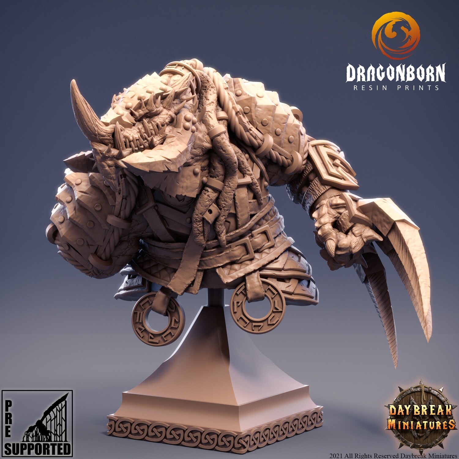 Zsagatai the Blue Blizzard - Dragonborn Warrior Bust