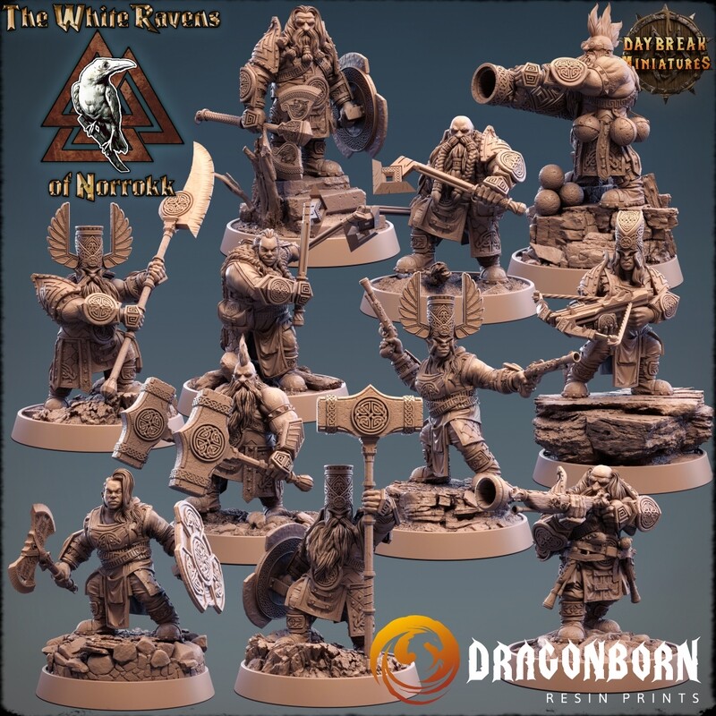 The White Ravens of Norrokk Set - Dwarfs DnD RPG Wargaming Miniatures