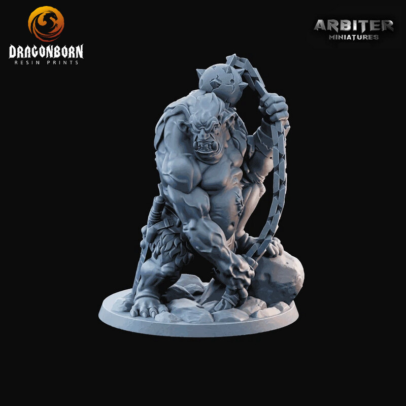 Troll with Chainball 1 - DnD RPG Wargaming Miniatures 