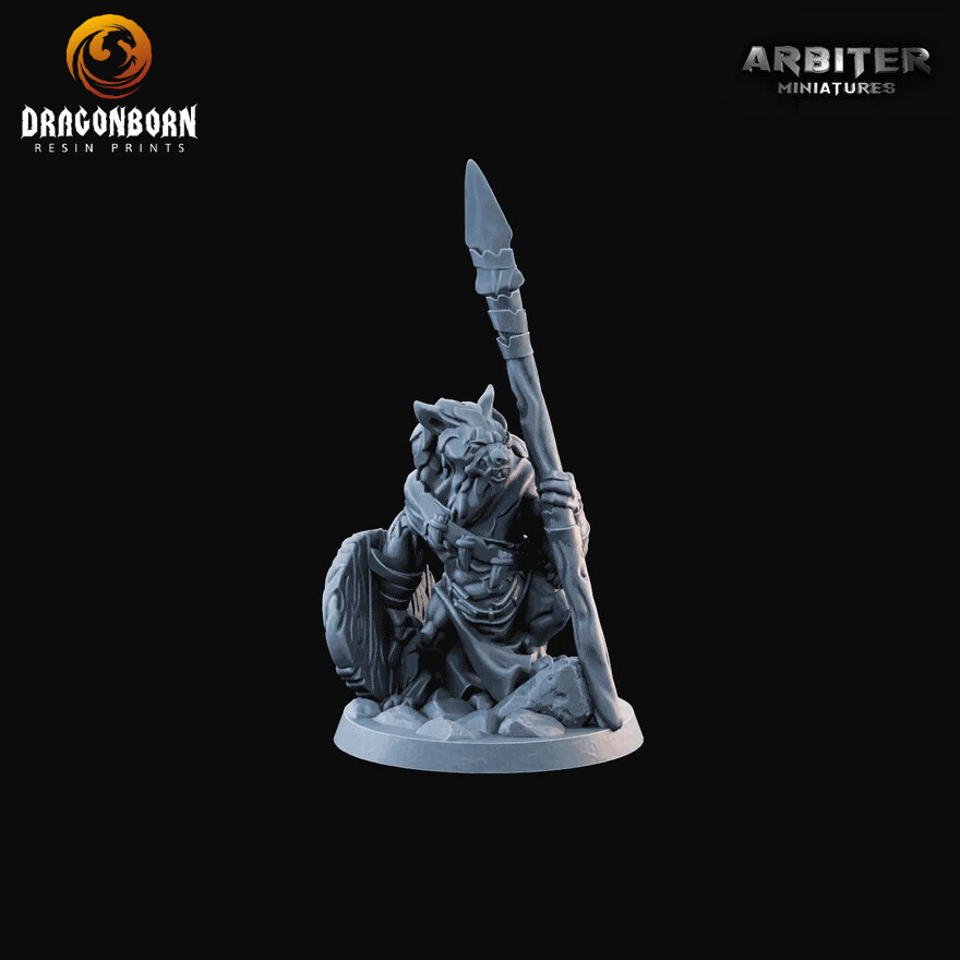 Hyenaman Warrior with Spear - DnD RPG Wargaming Miniatures 