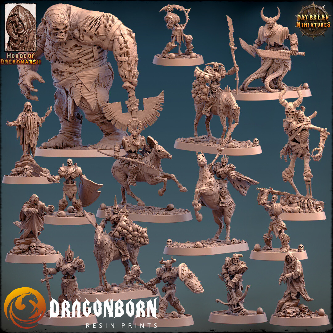 The Unliving Horde of Dreadmarsh Set - Undeads DnD RPG Wargaming Miniatures