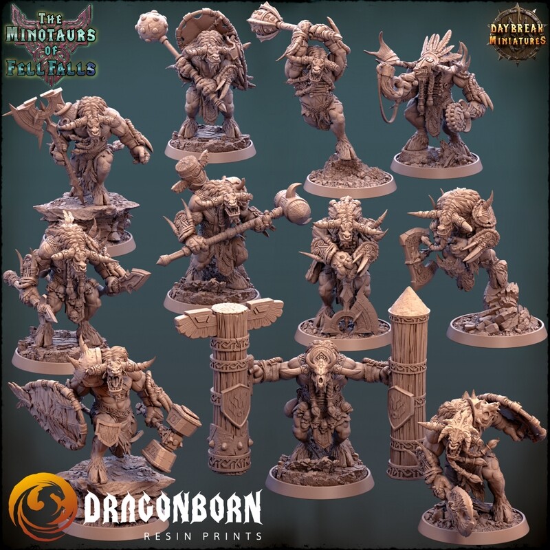 The Minotaurs of Fell Falls Set - DnD RPG Wargaming Miniatures