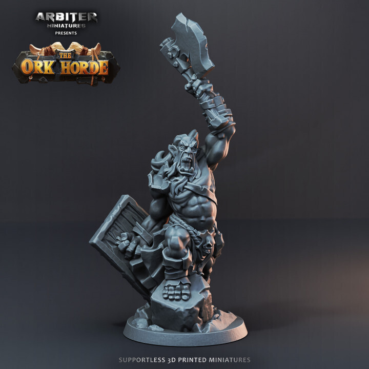 Ork with Axe 2 - DnD RPG Wargaming Miniatures