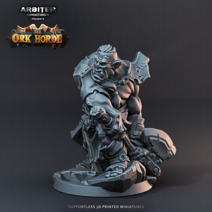 Ork with Axe 1 - DnD RPG Wargaming Miniatures
