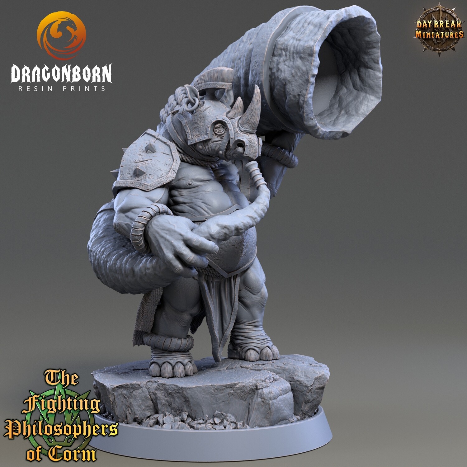 Siro Hornblower - Rhinokin Rhino Folk Warrior DnD RPG Wargaming Miniatures