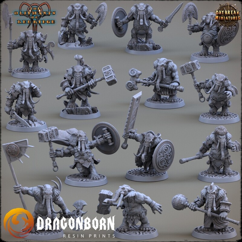 The Oliphants of Red Ridge Set - Oliphant Warrior DnD RPG Wargaming Miniatures