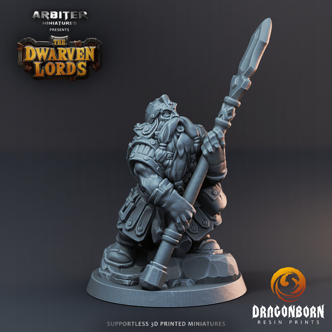 Dwarf Male Spear 4 - DnD RPG Wargaming Miniatures