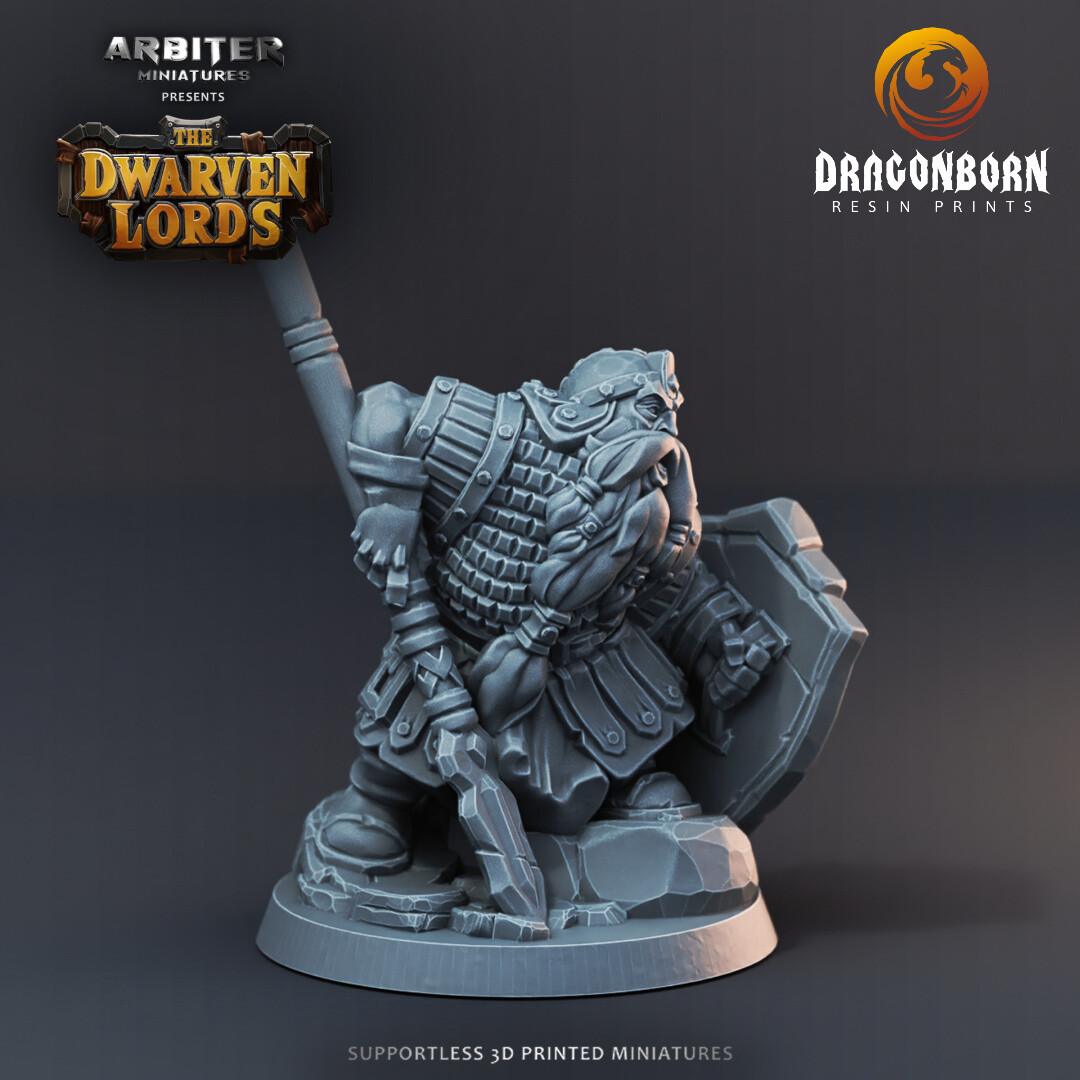 Dwarf Male Spear 2 - DnD RPG Wargaming Miniatures