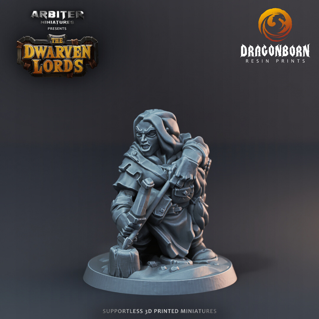 Dwarf Female Archer 1 - DnD RPG Wargaming Miniatures