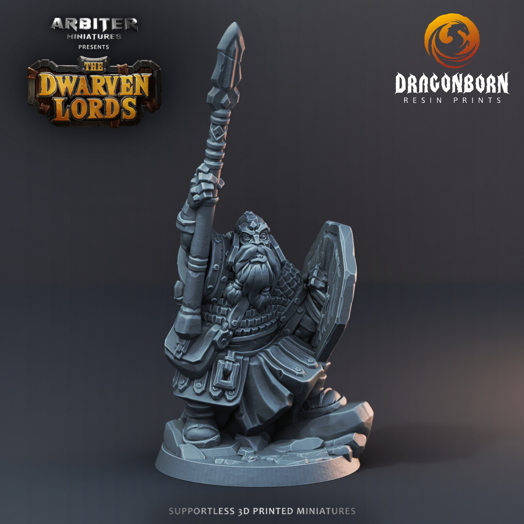 Dwarf Male Spear 3 - DnD RPG Wargaming Miniatures