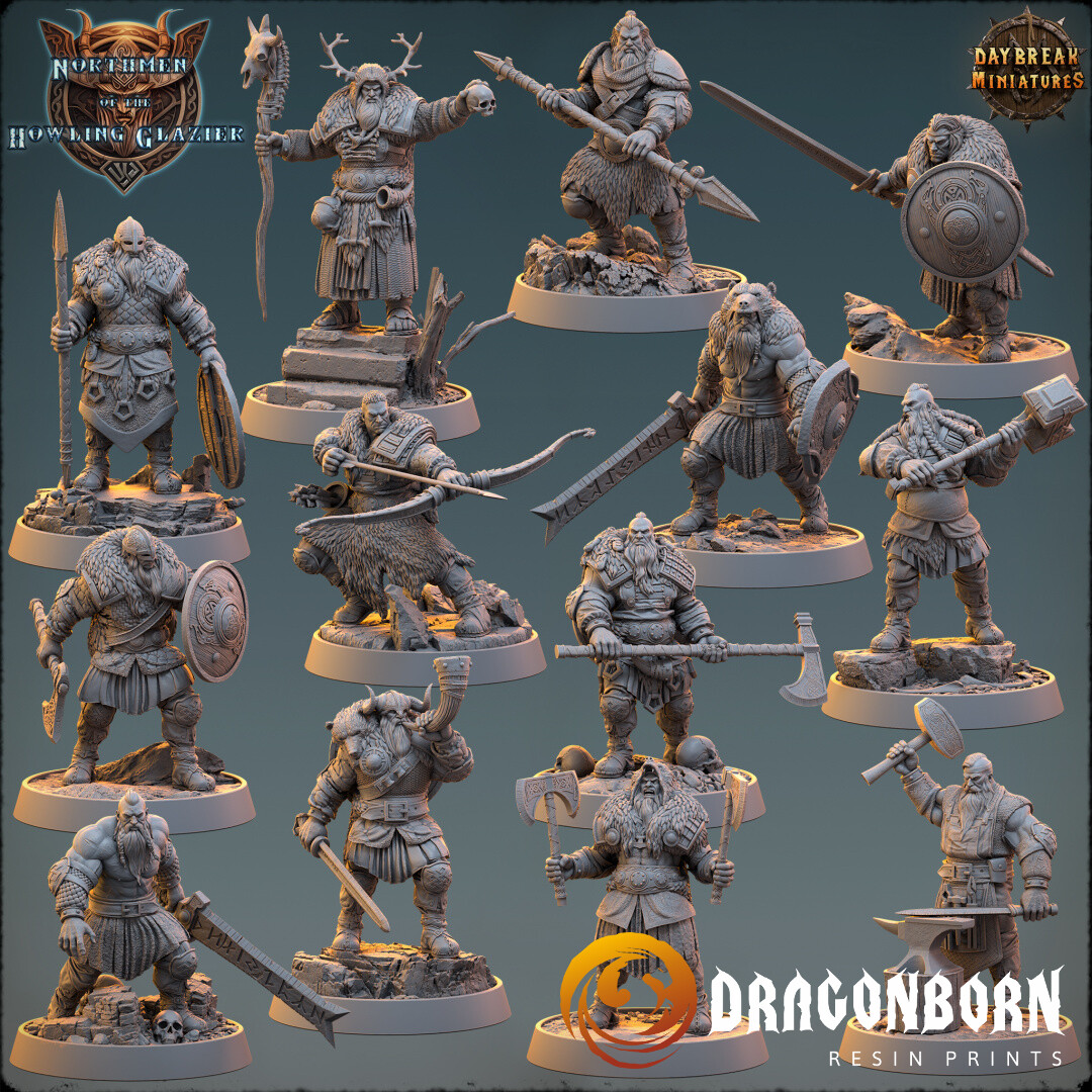 The Northmen of the Howling Glacier - Vikings Warriors DnD RPG Wargaming Miniatures