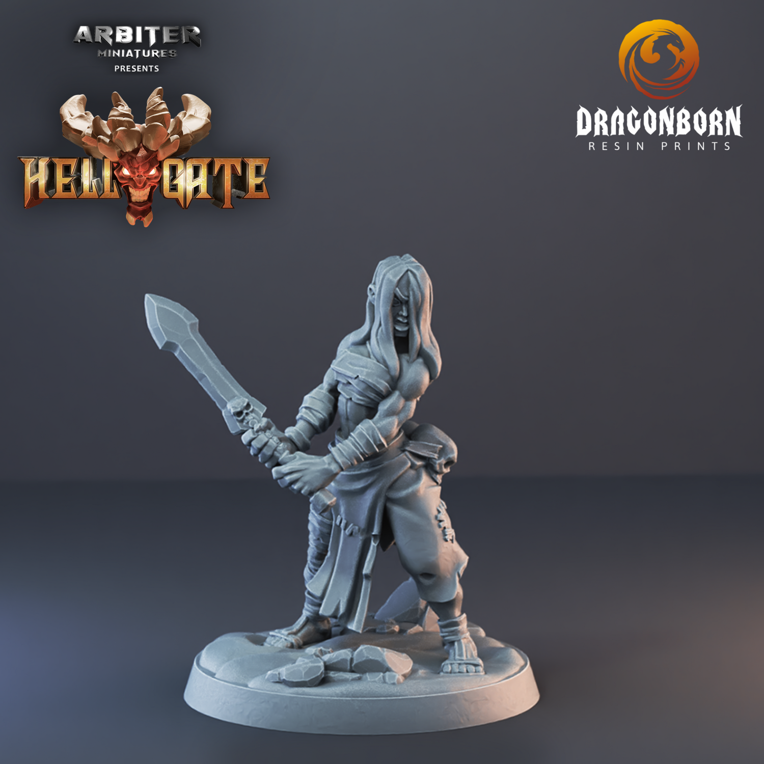 Hellgate Female Cultist Rager 02 - DnD RPG Wargaming Miniatures
