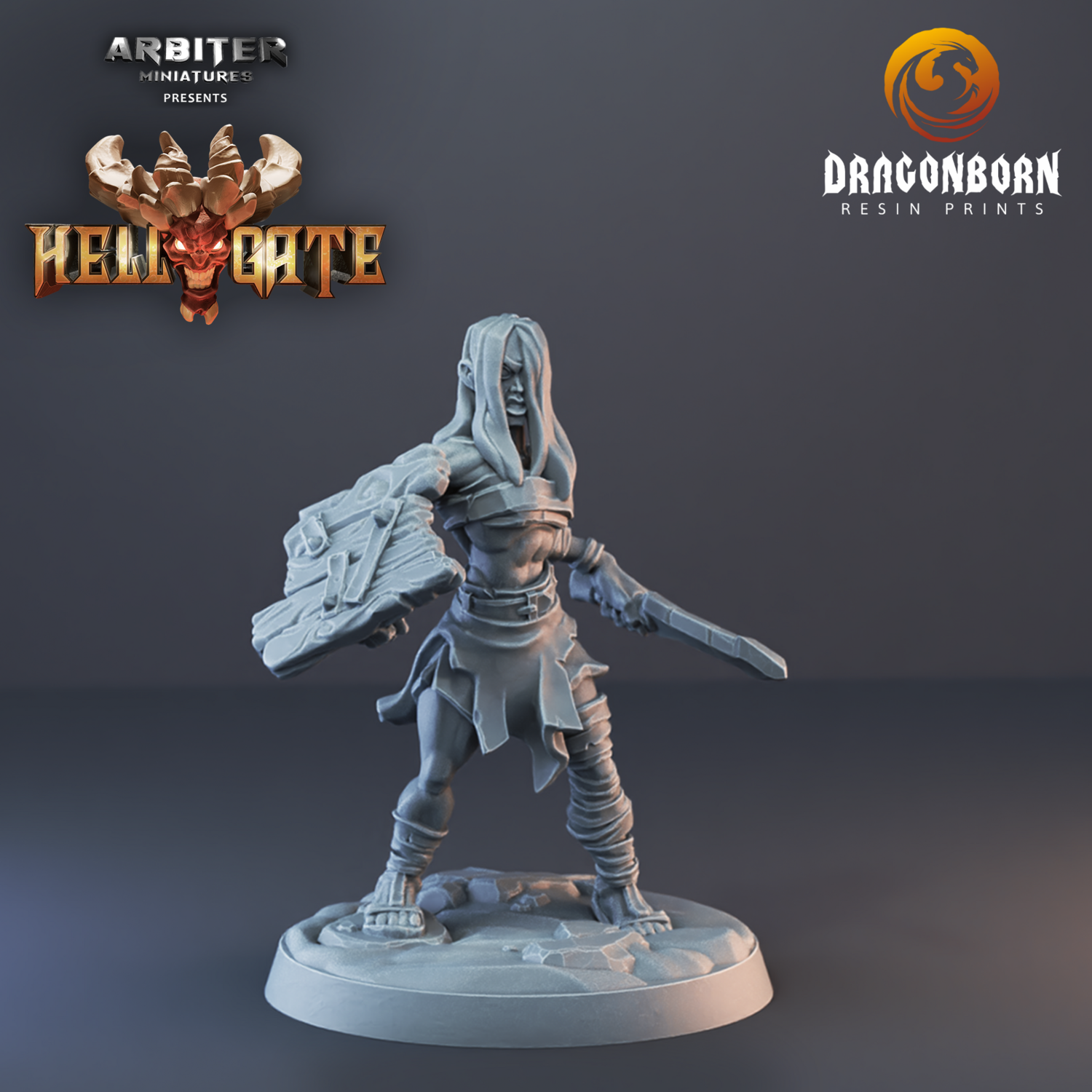 Hellgate Female Cultist Rager 03 - DnD RPG Wargaming Miniatures