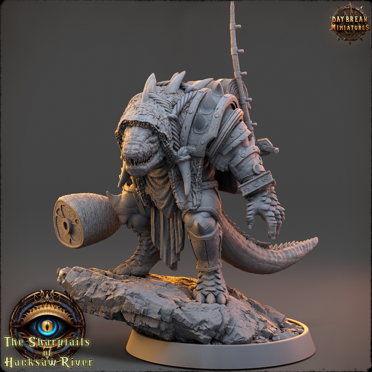 Geezer Sharpeye - Crocodilians Warrior DnD RPG Wargaming Miniatures