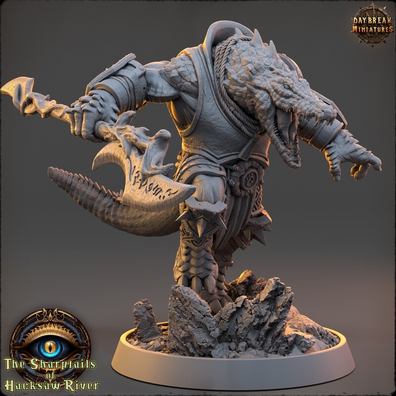 Onyx Cliffgrip - Crocodilians Warrior DnD RPG Wargaming Miniatures