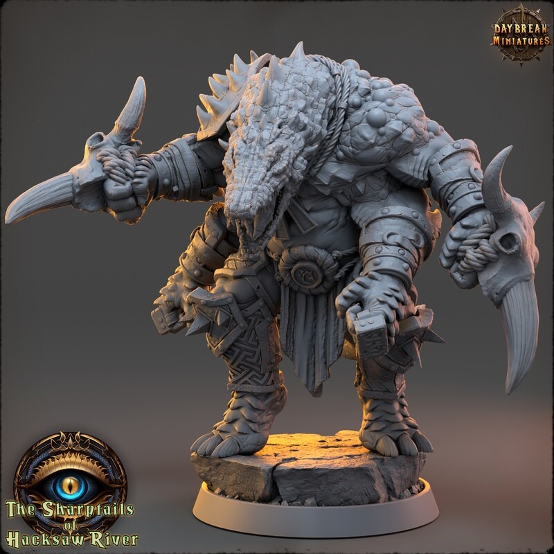 Fist Scattergut - Crocodilians Monstrous Warrior DnD RPG Wargaming Miniatures