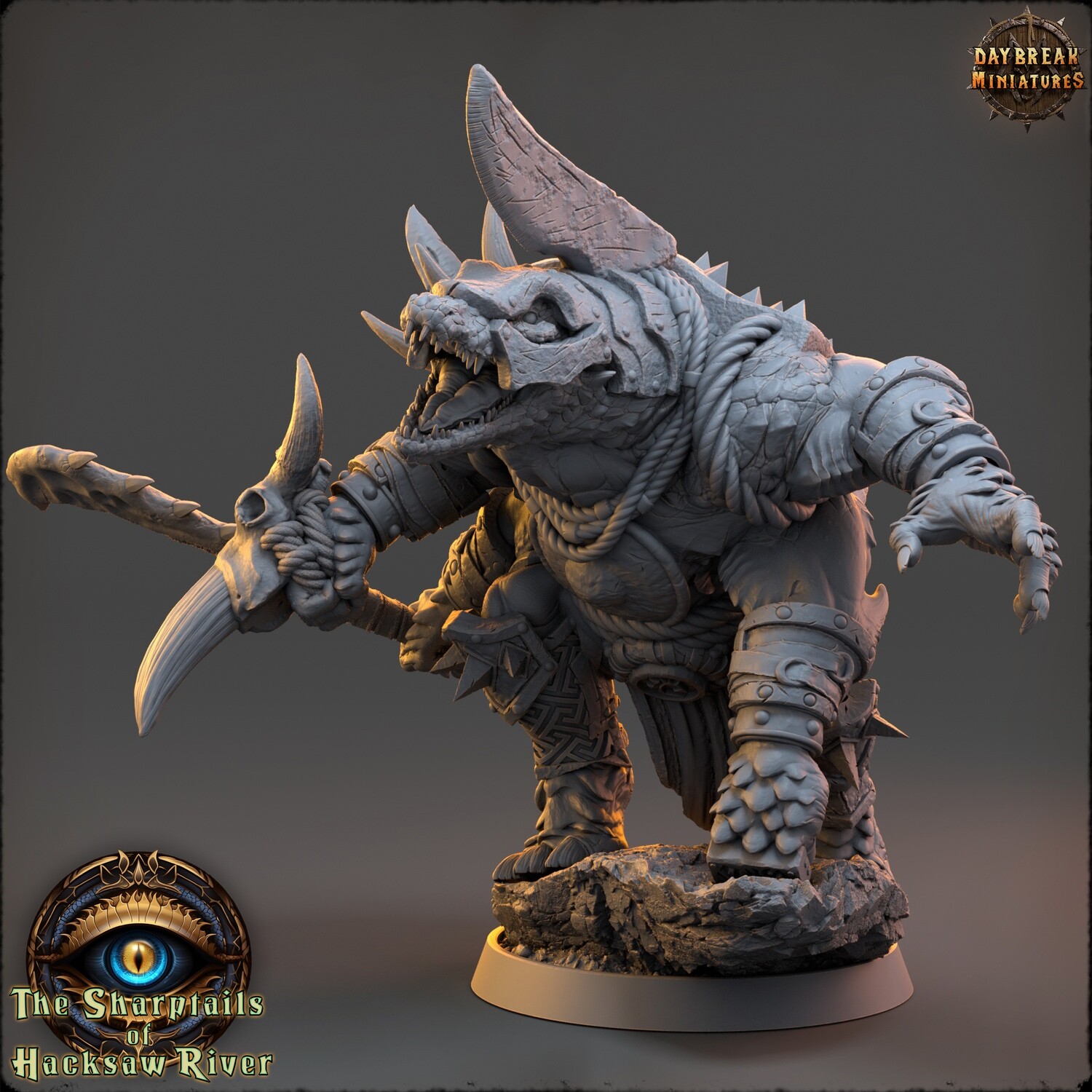 Bloody Gundar - Crocodilians Monstrous Warrior DnD RPG Wargaming Miniatures