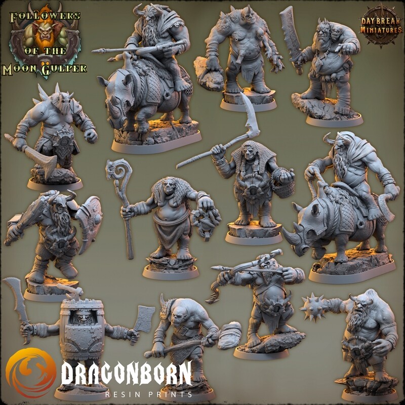 Followers of the Moon Gulper - Ogre Warriors DnD RPG Wargaming Miniatures