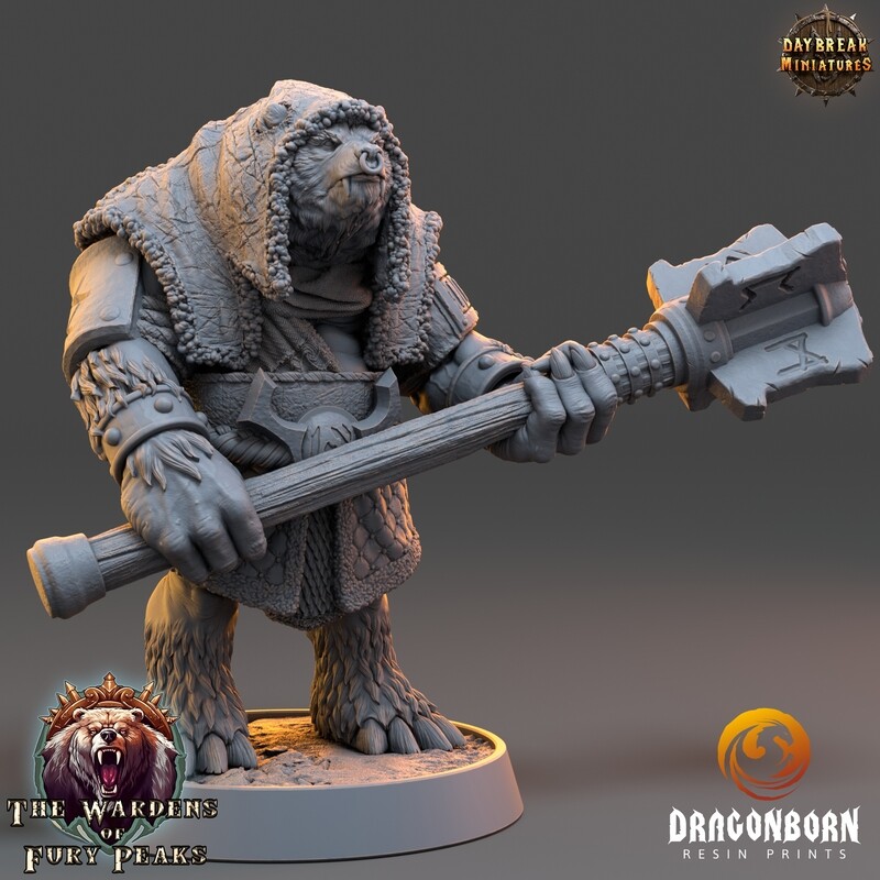 Basher Cree - Ursine Warrior DnD RPG Wargaming Miniatures