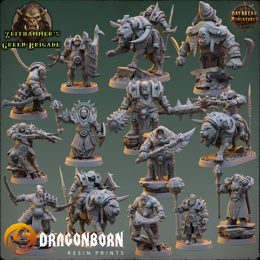 Zeithammer’s Green Brigade - Orc Warriors DnD RPG Wargaming Miniatures