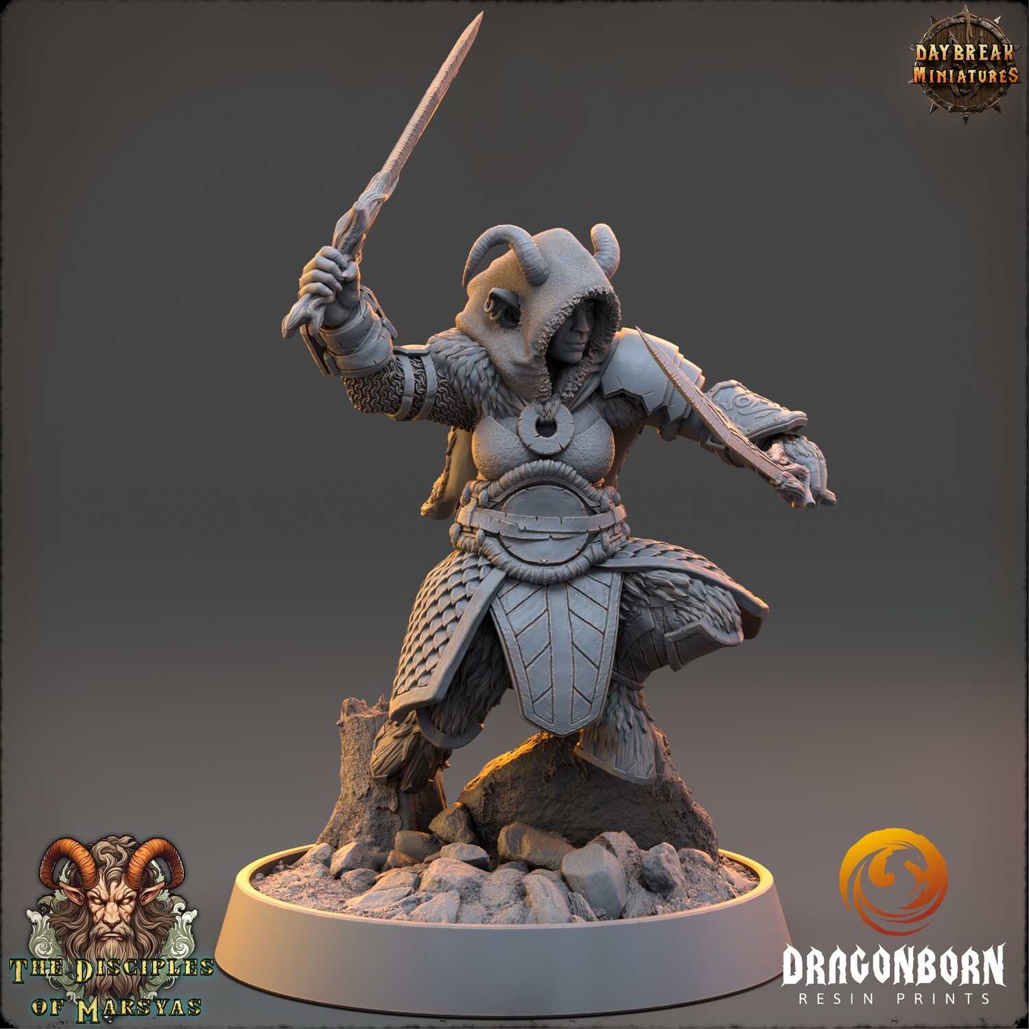 Meevhinia Sharpeye - Satyr Warrior DnD RPG Wargaming Miniatures