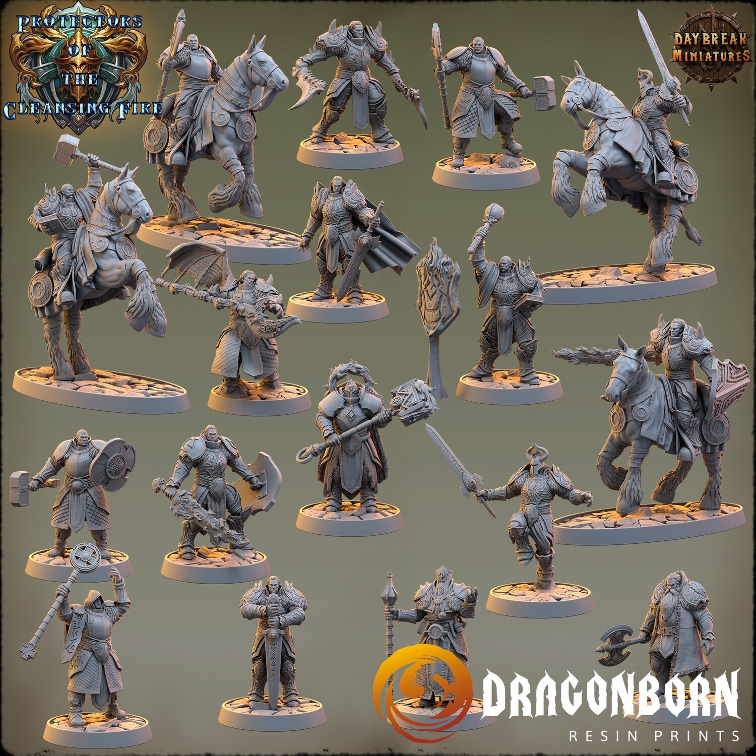 The Protectors of the Cleansing Fire - Dark Paladins Warriors DnD RPG Wargaming Miniatures