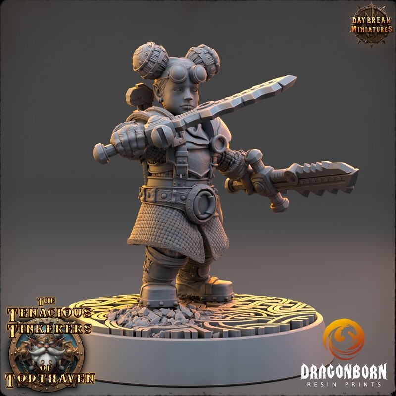 Elsa Brassblade, The Clockwork Sentinel - Gnome DnD RPG Wargaming Miniatures