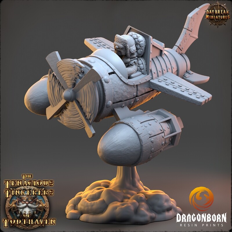 Pilot Horst Stauffer in Blue Gryphon Bomber - Gnome DnD RPG Wargaming Miniatures