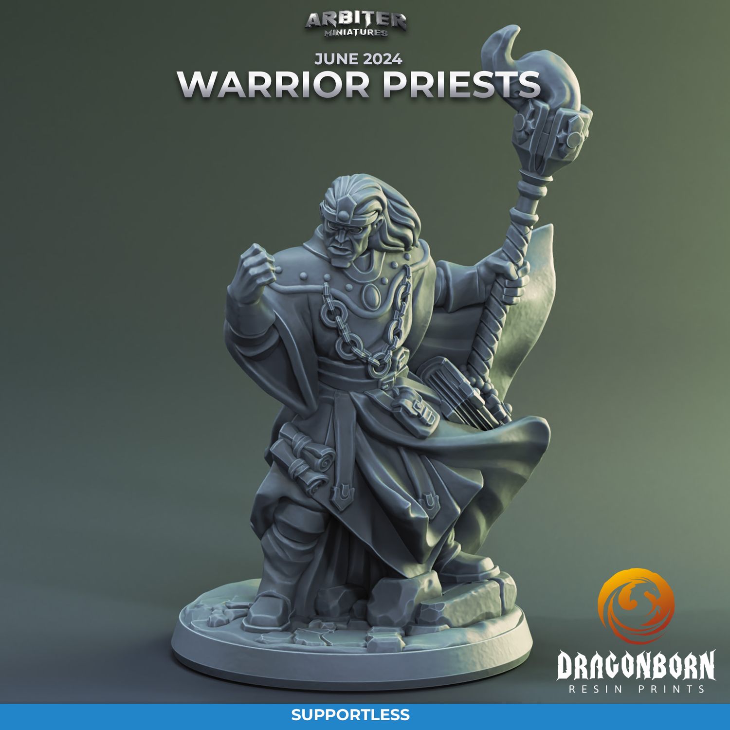 Warrior Priest Male 01 [24/06] - DnD RPG Wargaming Miniatures - supportless version