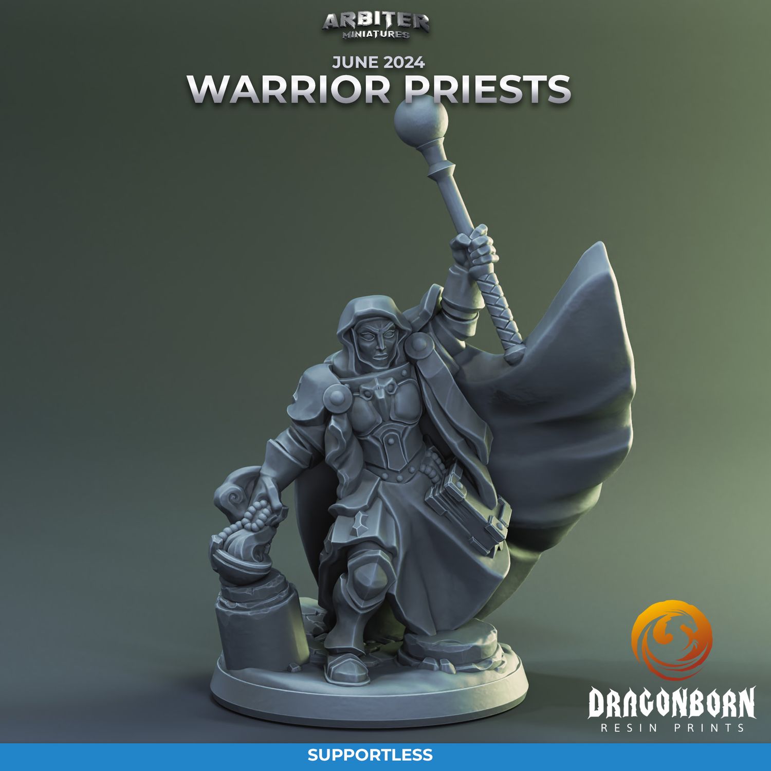 Warrior Priest Female 01 [24/06] - DnD RPG Wargaming Miniatures - supportless version