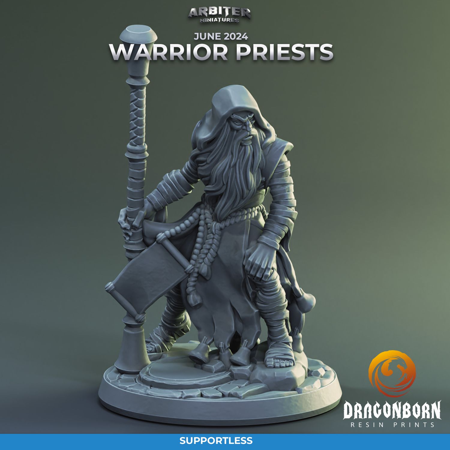 Warrior Priest Male 02 [24/06] - DnD RPG Wargaming Miniatures - supportless version