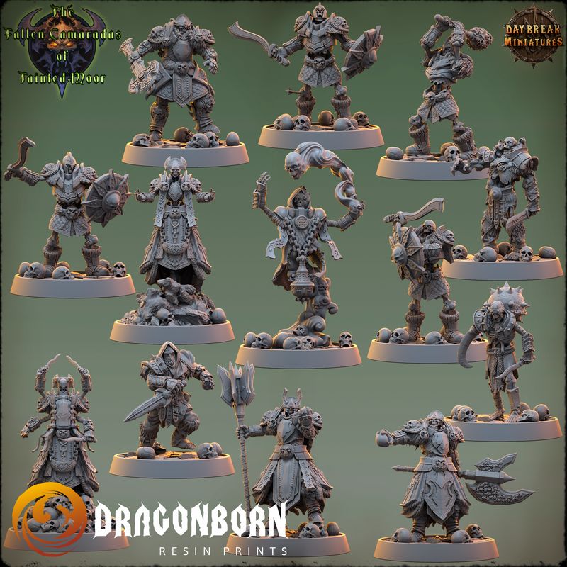 The Fallen Camaradas of Tainted Moor - Undead Warriors DnD RPG Wargaming Miniatures
