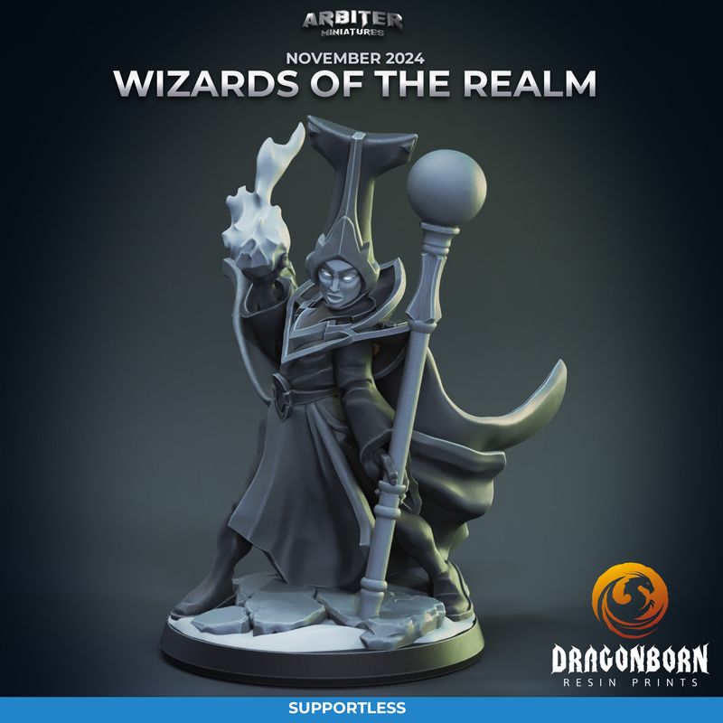 Wizards of the Realm - Female 01 [24/11] - DnD RPG Wargaming Miniatures - supportless version