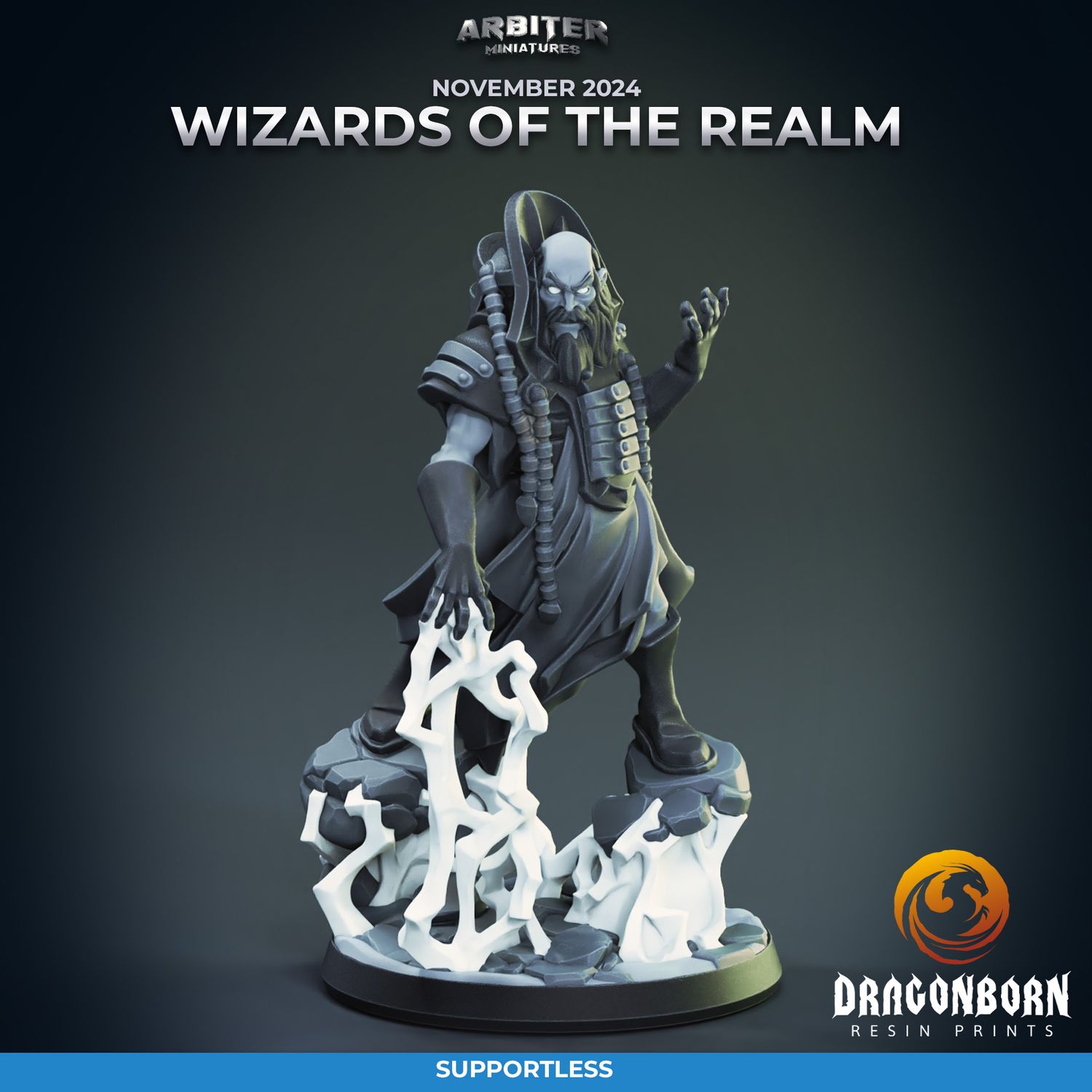 Wizards of the Realm - Male 02 [24/11] - DnD RPG Wargaming Miniatures - supportless version
