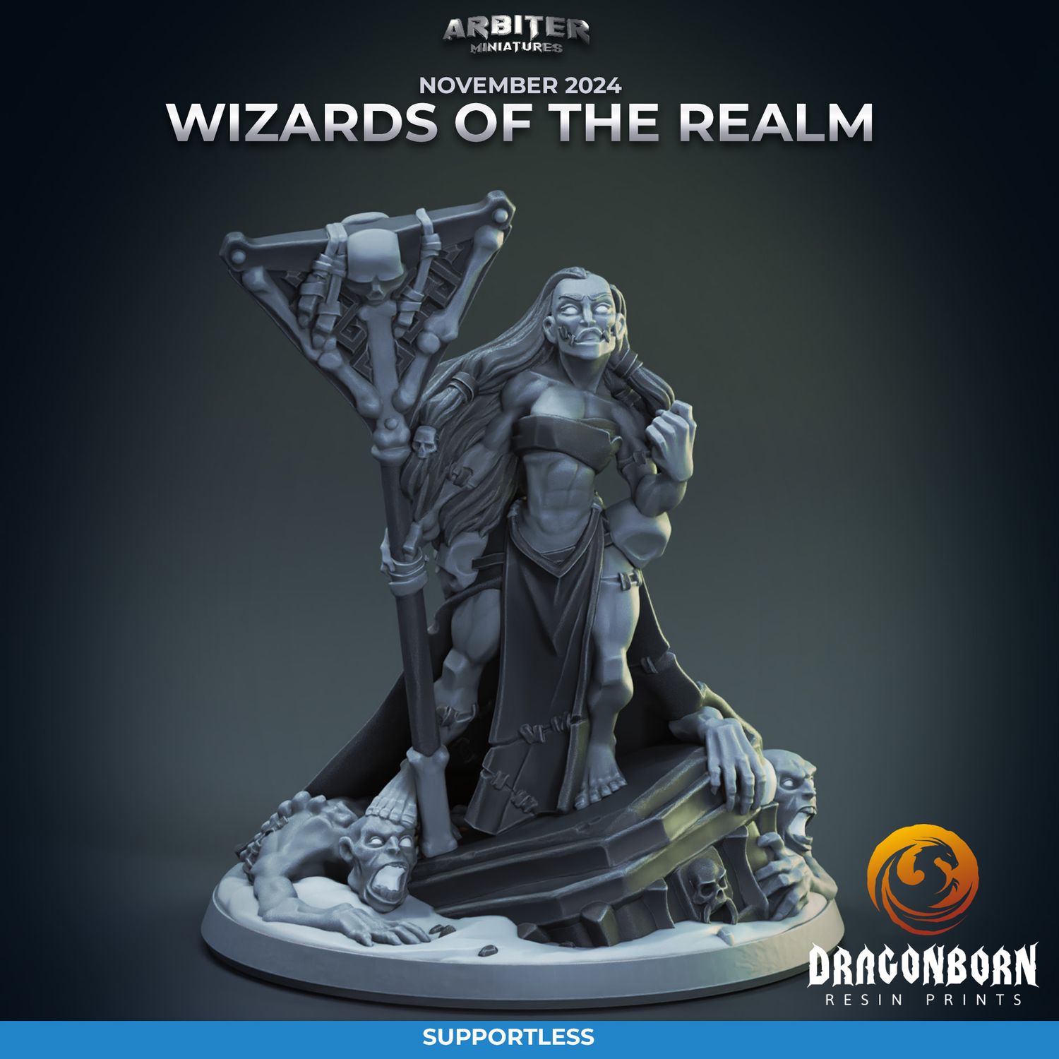 Wizards of the Realm - Female 02 [24/11] - DnD RPG Wargaming Miniatures - supportless version