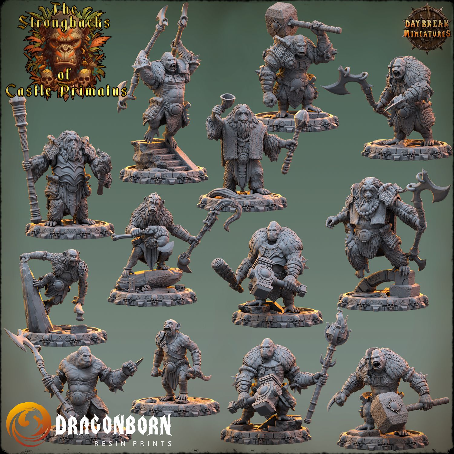 The Strongbacks of Castle Primatus - Apes Warriors DnD RPG Wargaming Miniatures