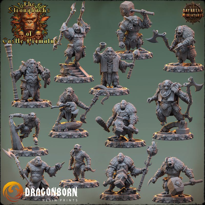 The Strongbacks of Castle Primatus - Apes Warriors DnD RPG Wargaming Miniatures