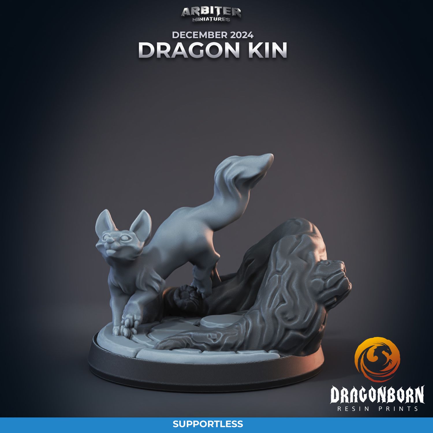 Dragon Kin Grey Fox [24/12] - DnD RPG Wargaming Miniatures - supportless version