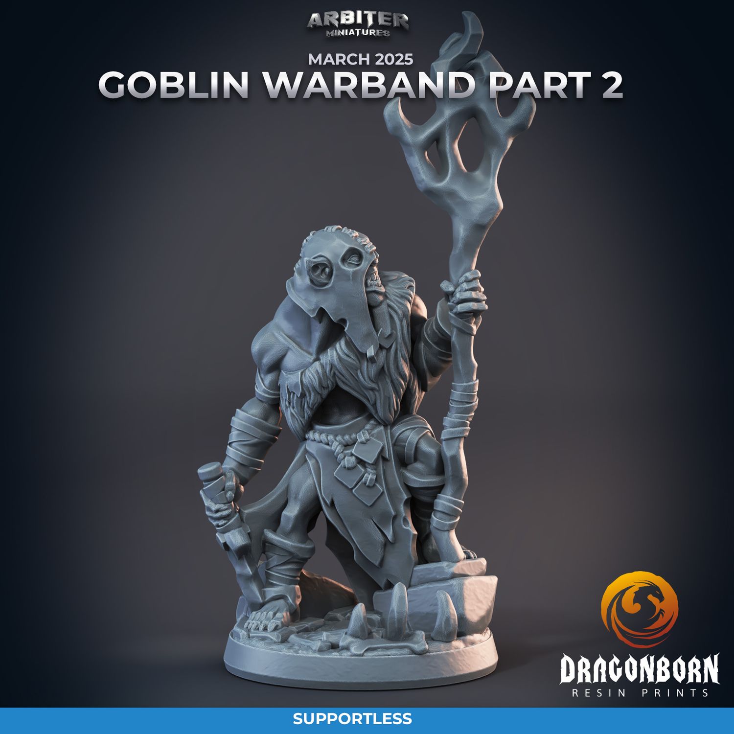 Goblin Shaman Caster 01 [25/03] - DnD RPG Wargaming Miniatures - supportless version