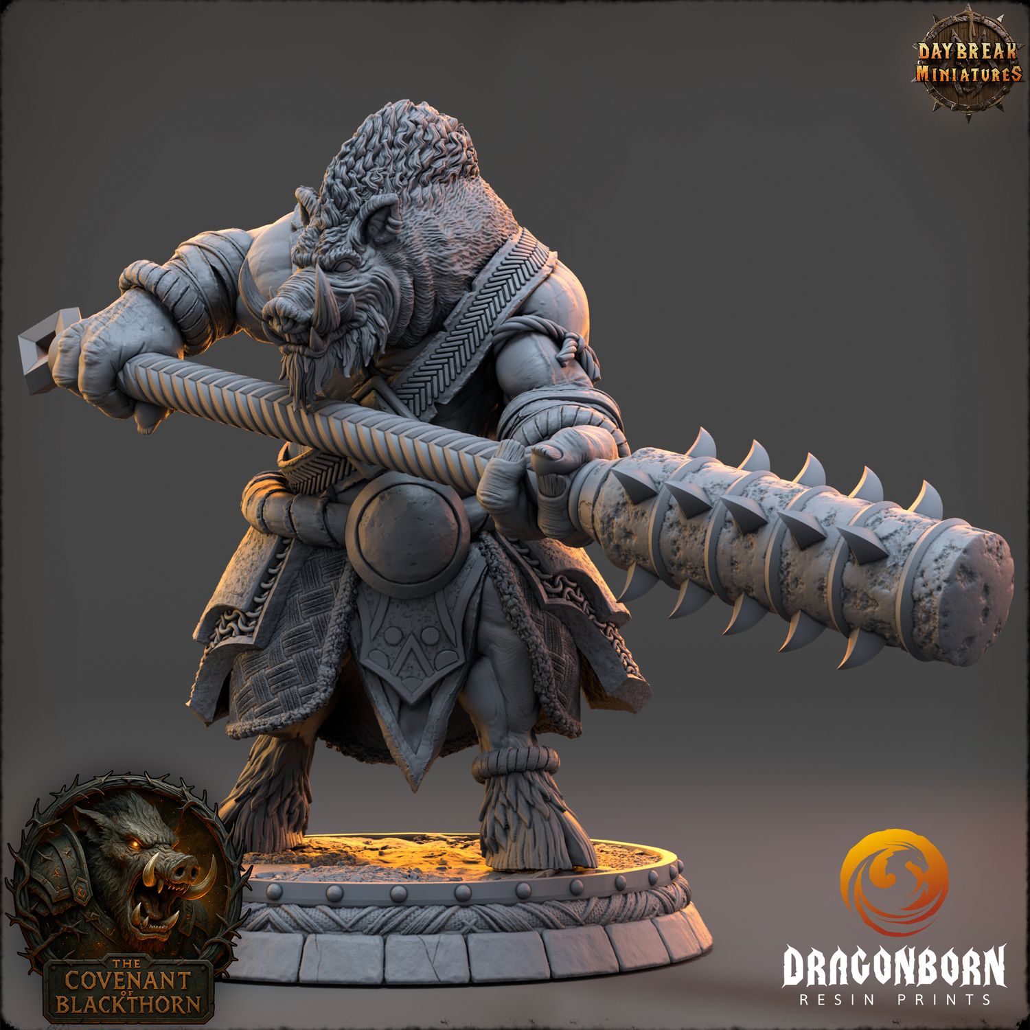 Bruth Thistlemane - Boar-men Boarfolk Warrior DnD RPG Wargaming Miniatures