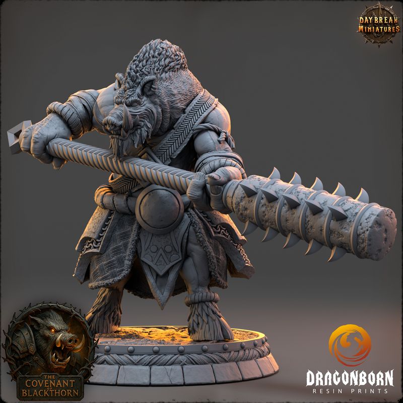 Bruth Thistlemane - Boar-men Boarfolk Warrior DnD RPG Wargaming Miniatures