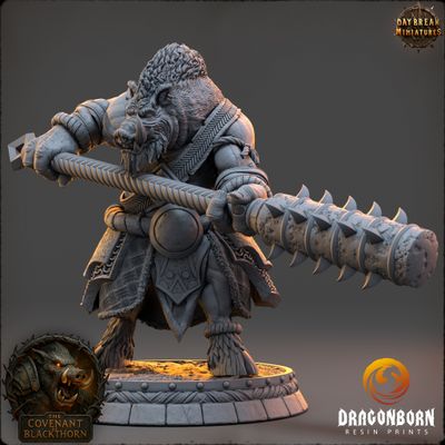 Bruth Thistlemane - Boar-men Boarfolk Warrior DnD RPG Wargaming Miniatures