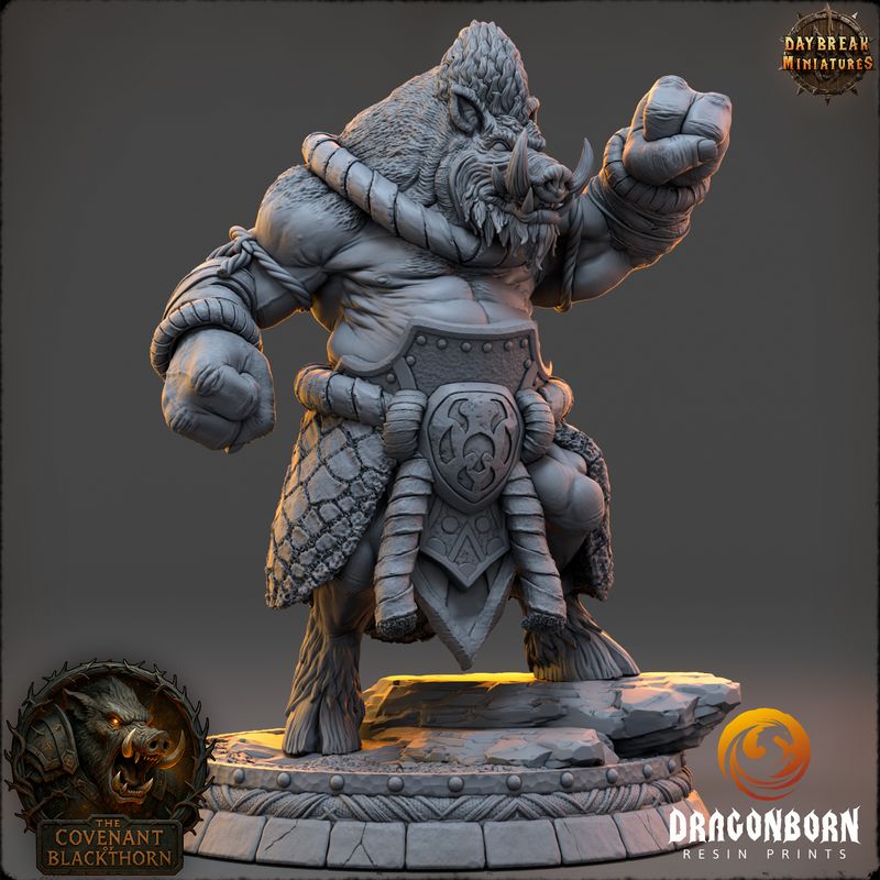 Grothar Rootsworn - Boar-men Boarfolk Warrior DnD RPG Wargaming Miniatures