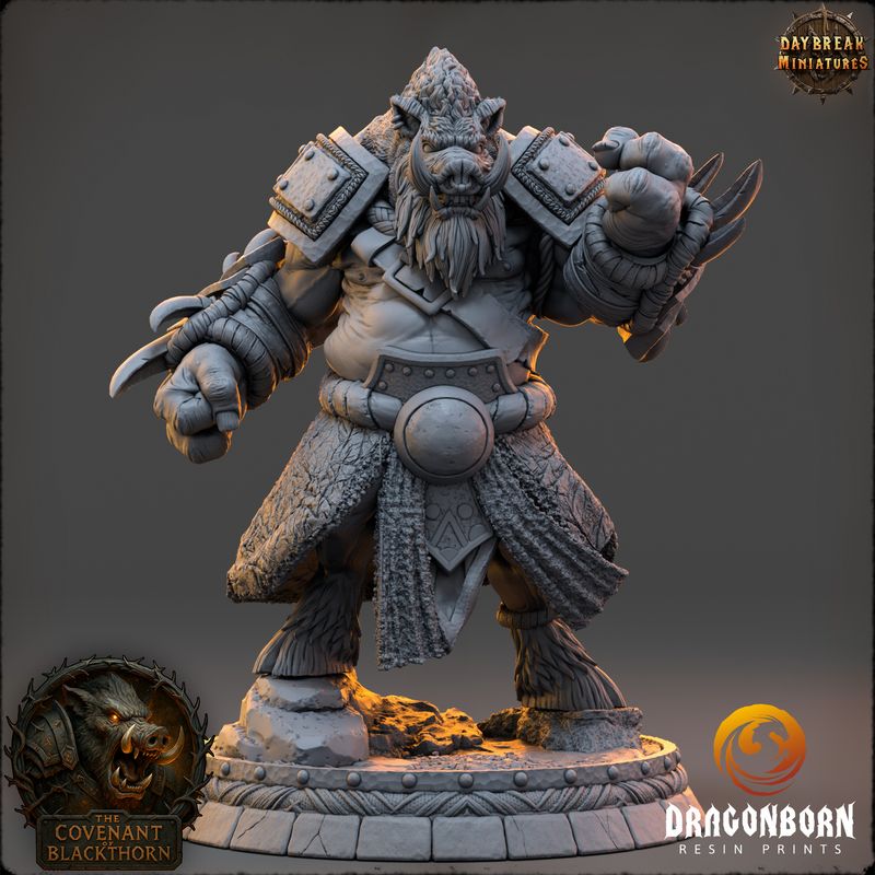 Harn Spinesnout - Boar-men Boarfolk Warrior DnD RPG Wargaming Miniatures