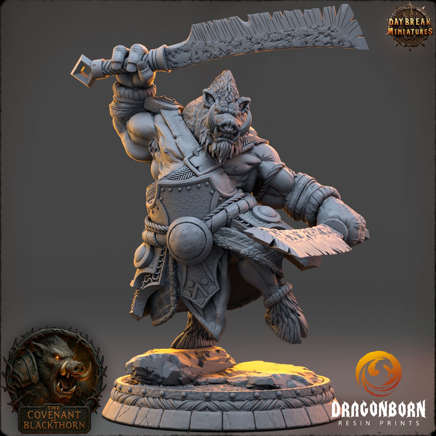 Kragg Thornbearer - Boar-men Boarfolk Warrior DnD RPG Wargaming Miniatures