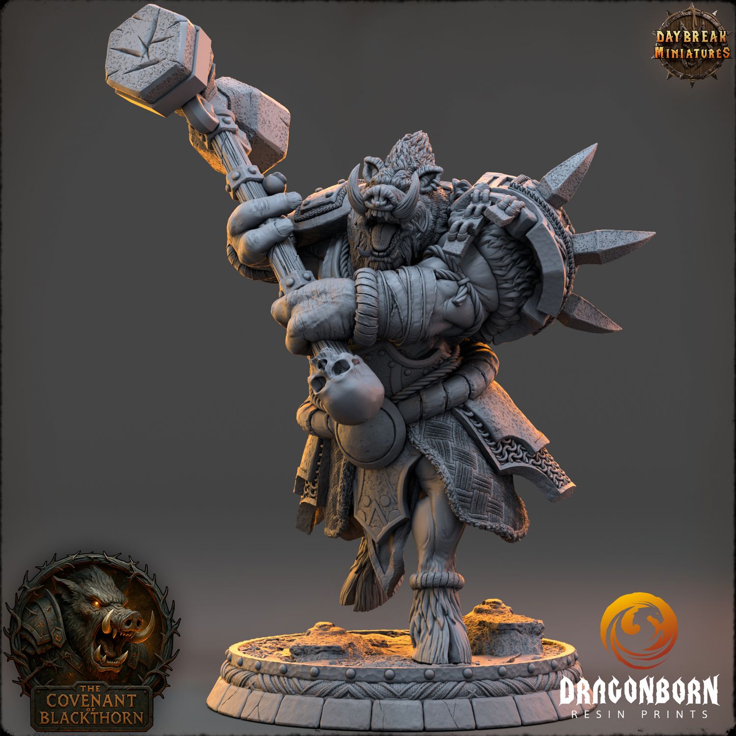 Molga Embertusk - Boar-men Boarfolk Warrior DnD RPG Wargaming Miniatures